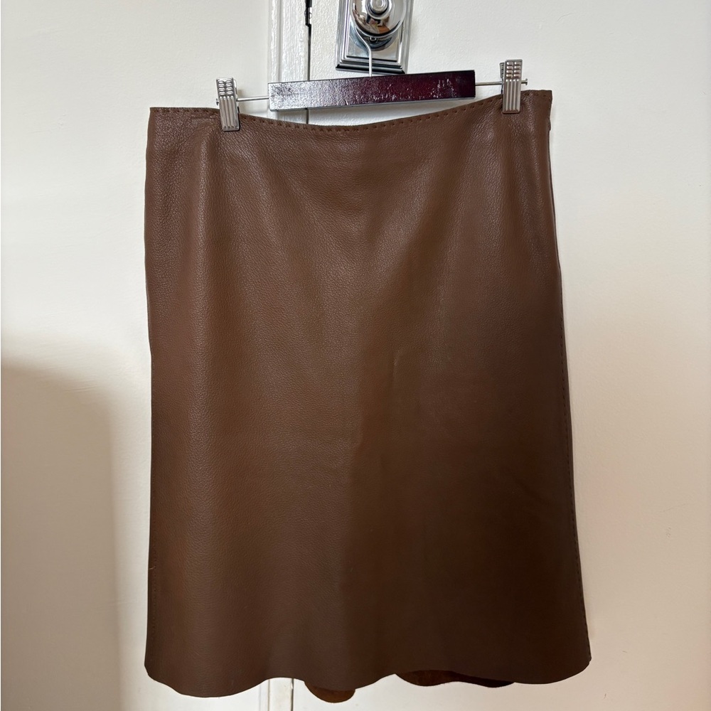 Hermès Brown Leather Skirt